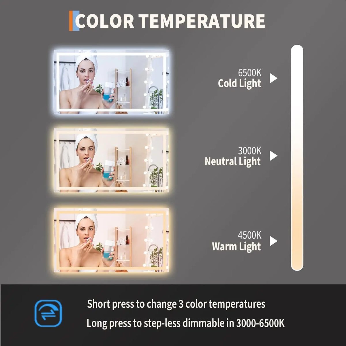 TWISTER CK LED Bathroom Mirror Dimmable Anti Fog Lighting