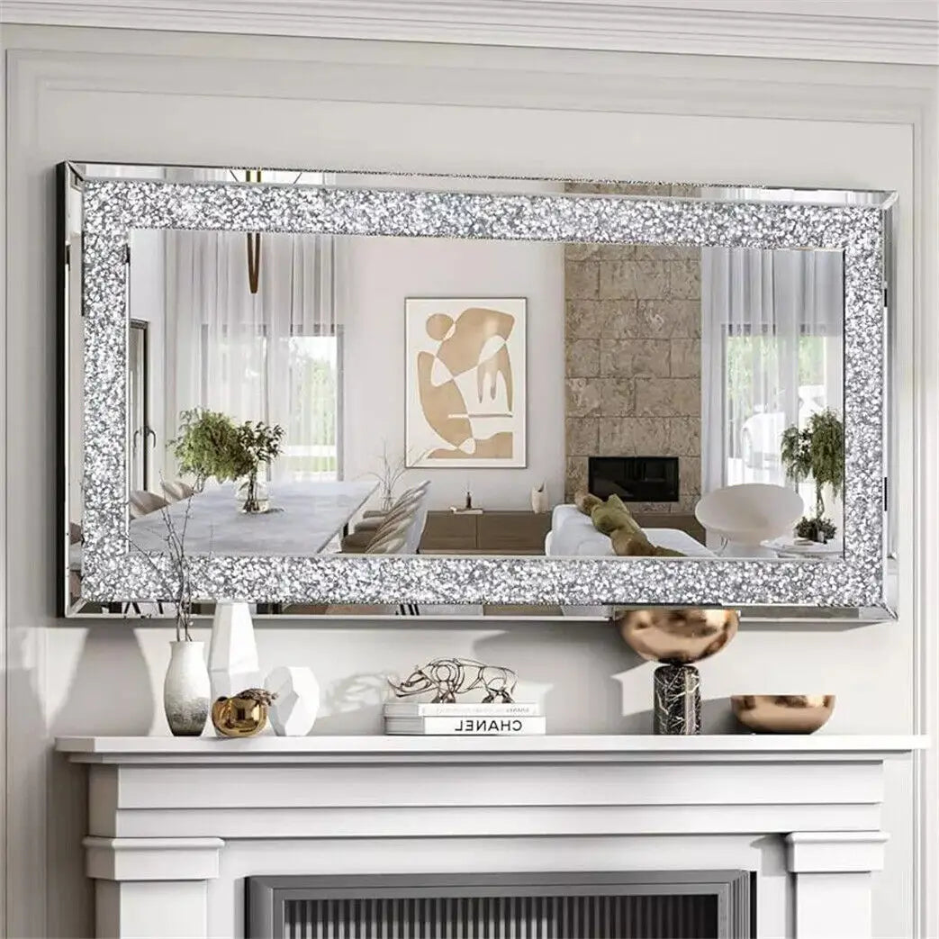 Crystal Crush Diamond Rectangle Wall Mirror for Home Interiors
