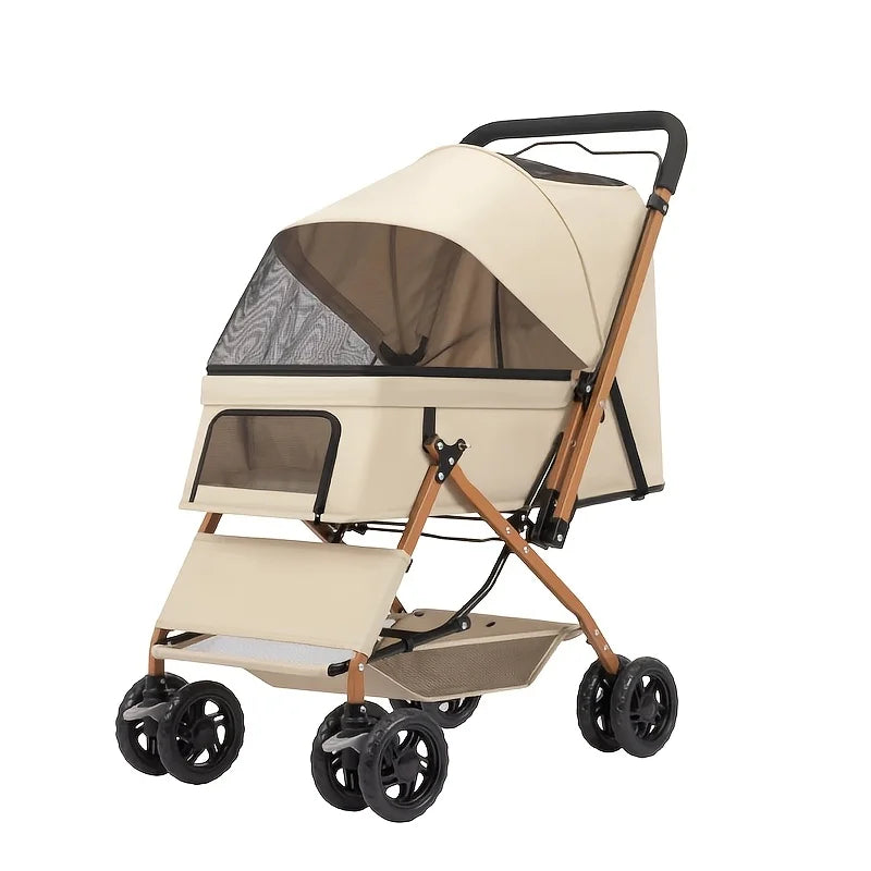 Spacious Four Wheel Pet Stroller For Small Dogs And Cats
