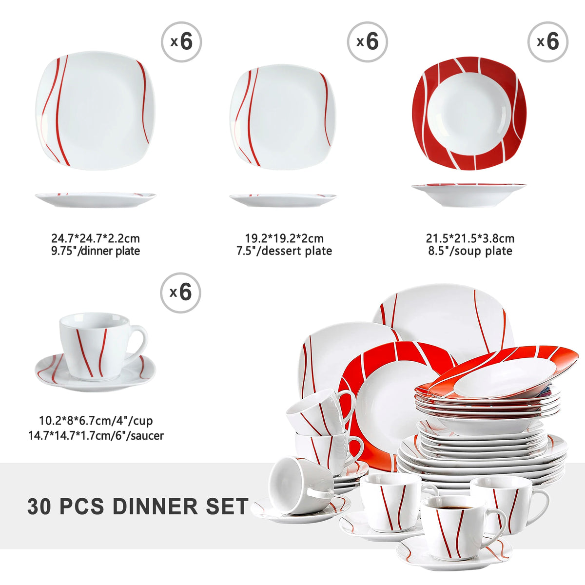 Malacasa Felisa Porcelain Dinnerware Set For Home Dining