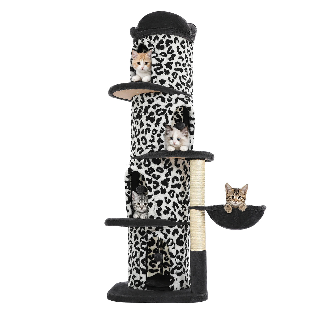 P Sophisticated Cat Tower Featuring 4 Spacious Flower-Topped Condos