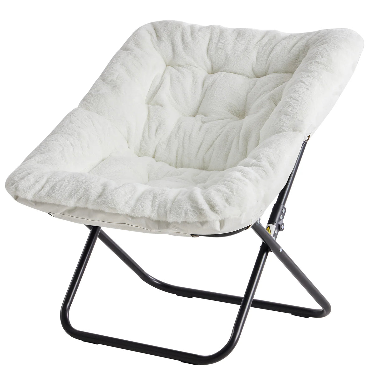 JHK Modern Folding Saucer Chair Rotatable Metal Frame Fabric