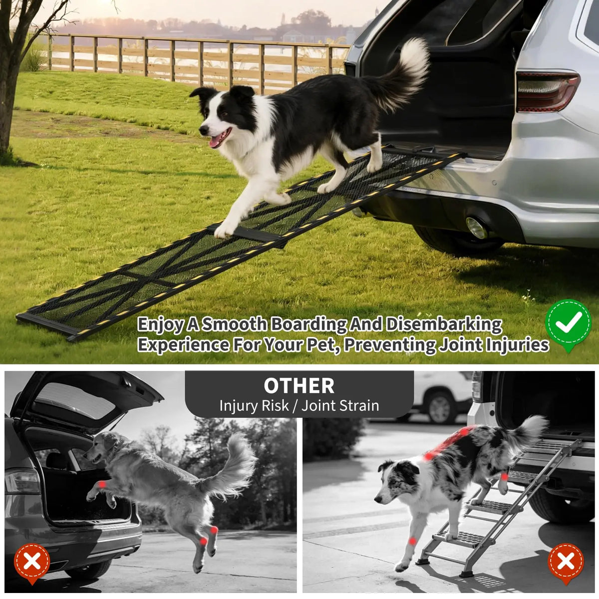 HiMISS Folding Heavy Duty Dog Ramp for Cars and SUVs