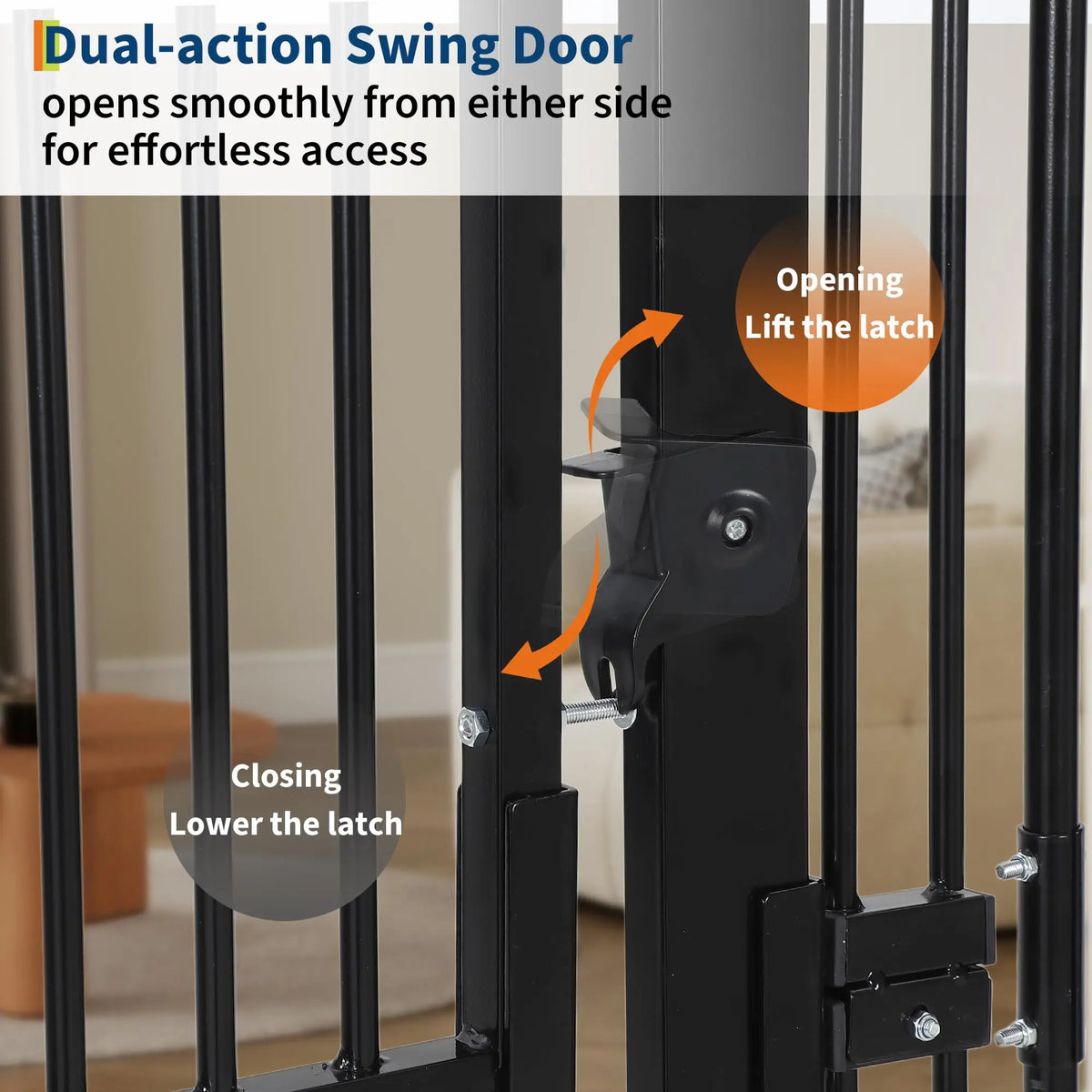 HiMiss Extra Tall Adjustable Pressure Mounted Cat Gate With Door