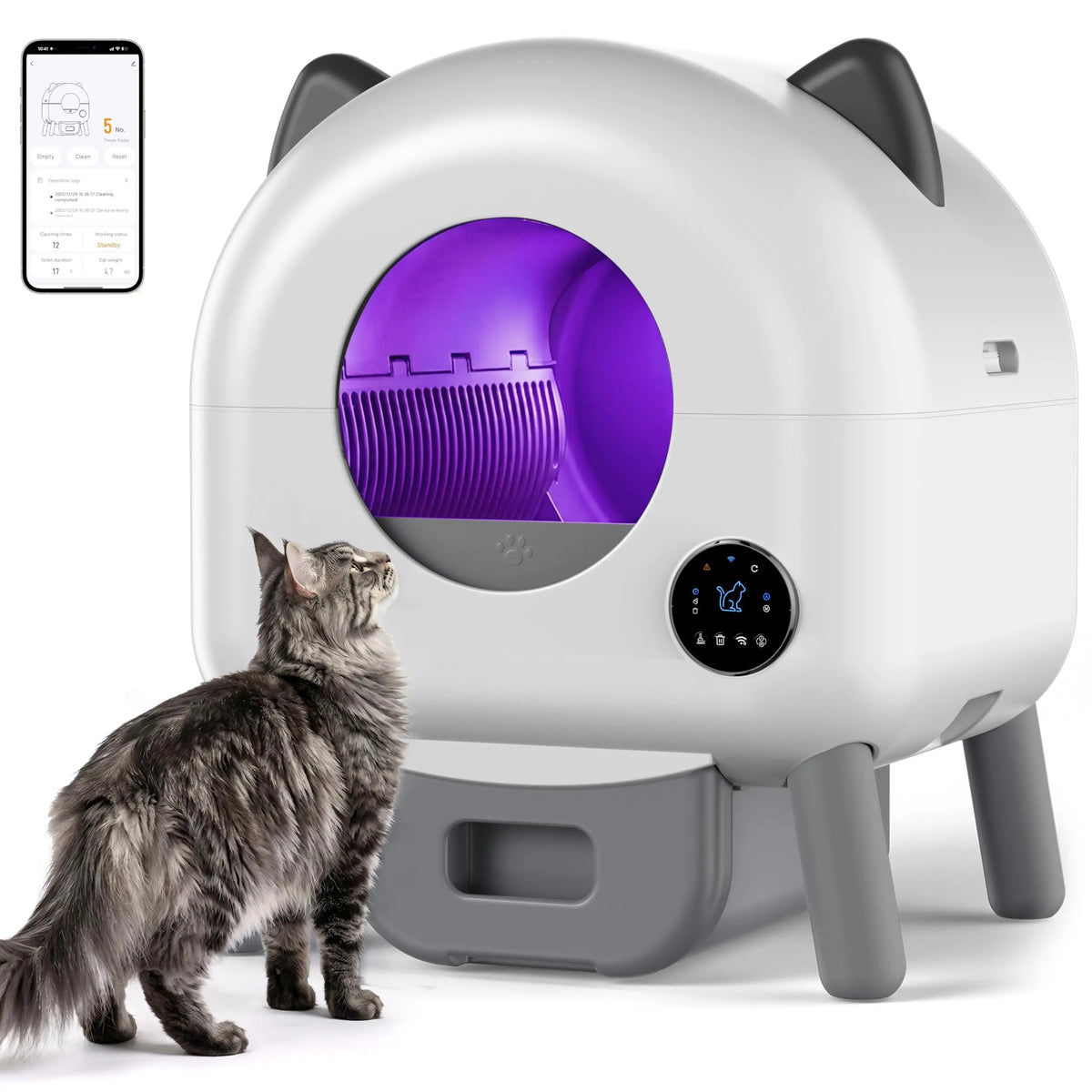 HiMISS Automatic Self Clean Cat Litter Box App Control Quiet
