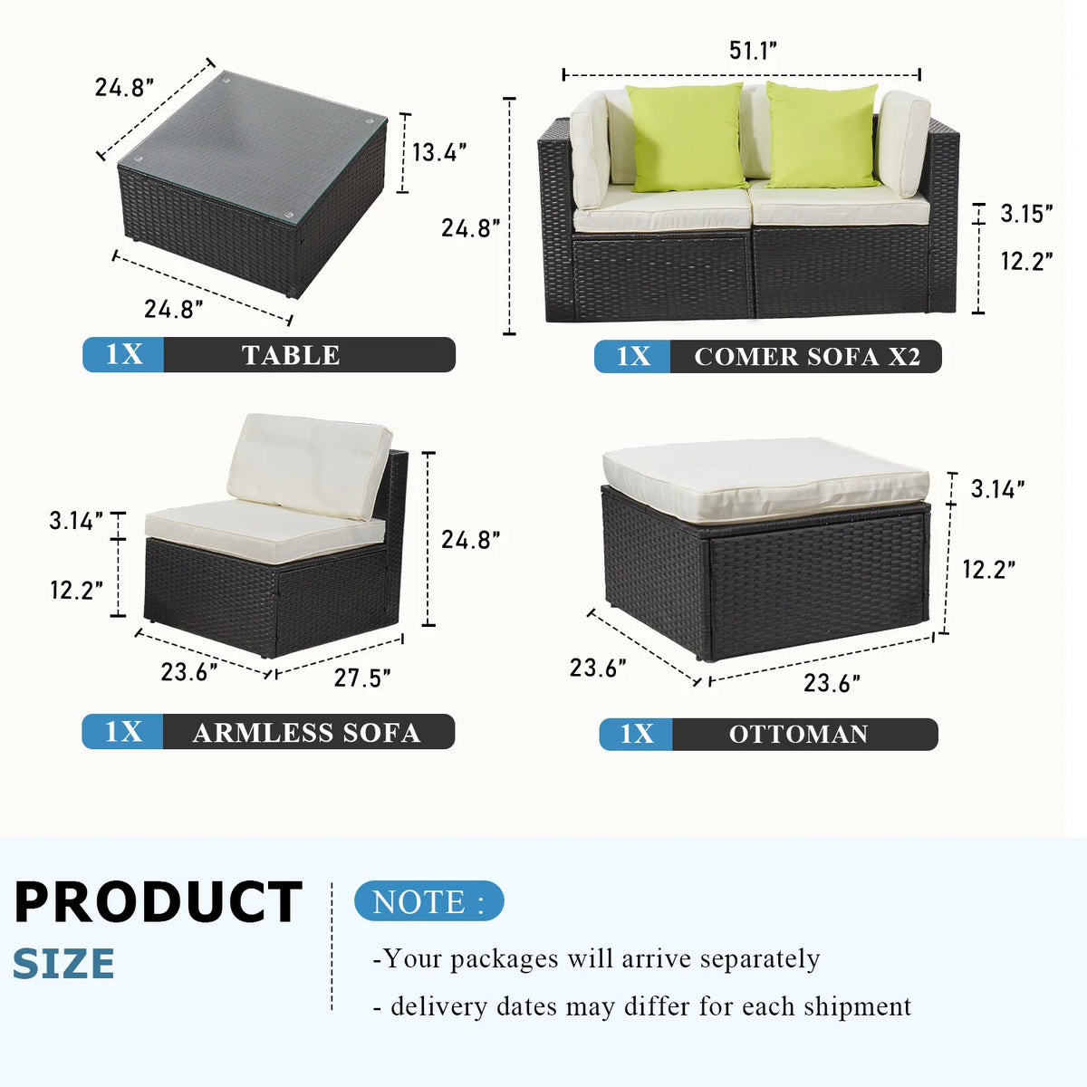 Avenvista Modular Wicker Patio Conversation Set With Cushions And Tables