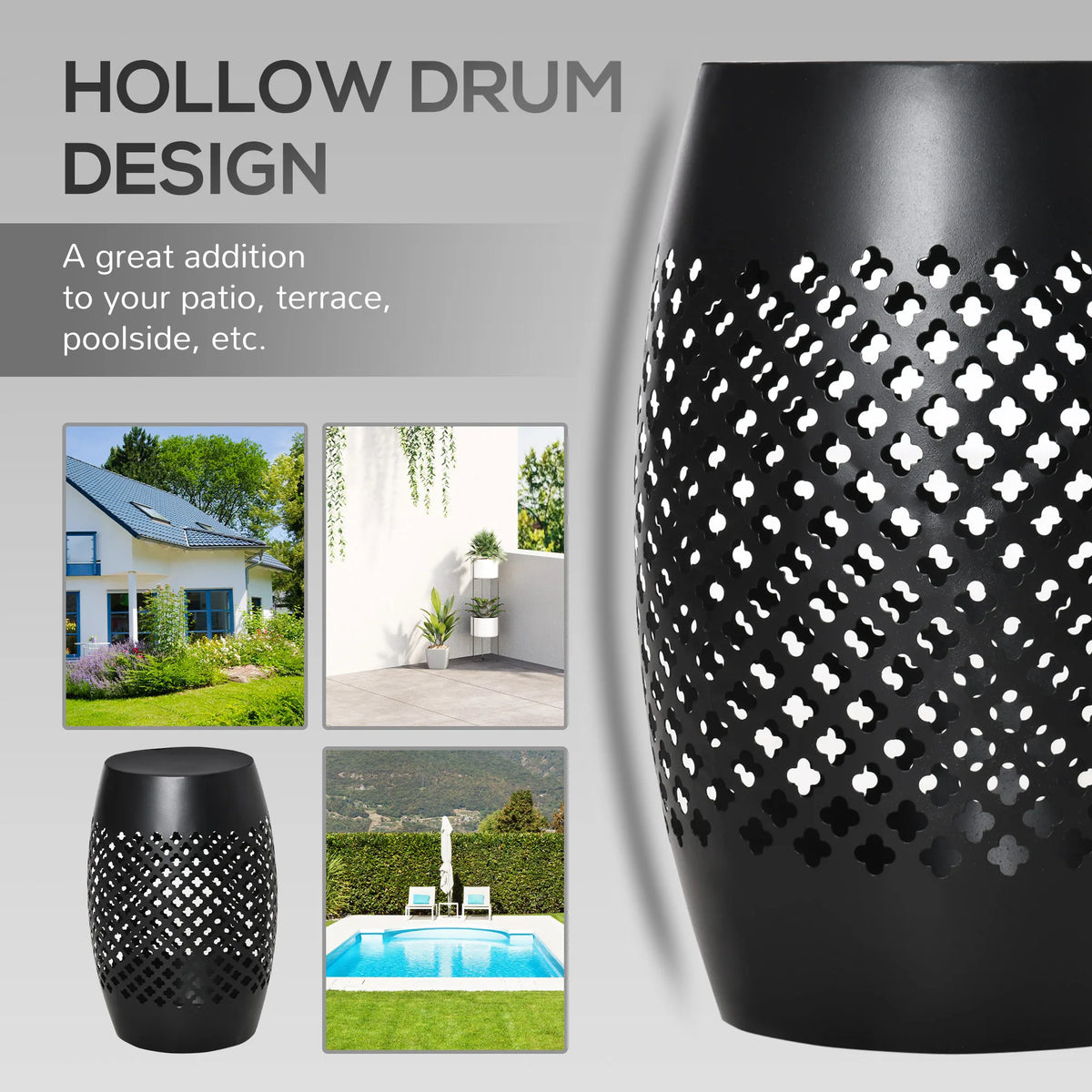 Outsunny Modern Steel Round Side Table For Indoor And Outdoor