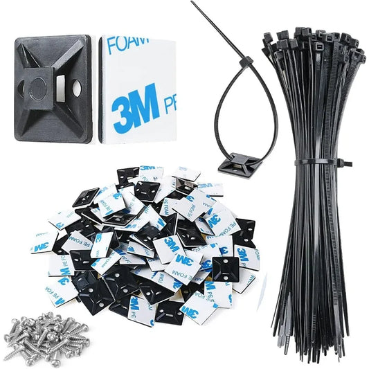 Self Adhesive UV Resistant Cable Tie Mounts With Zip Ties