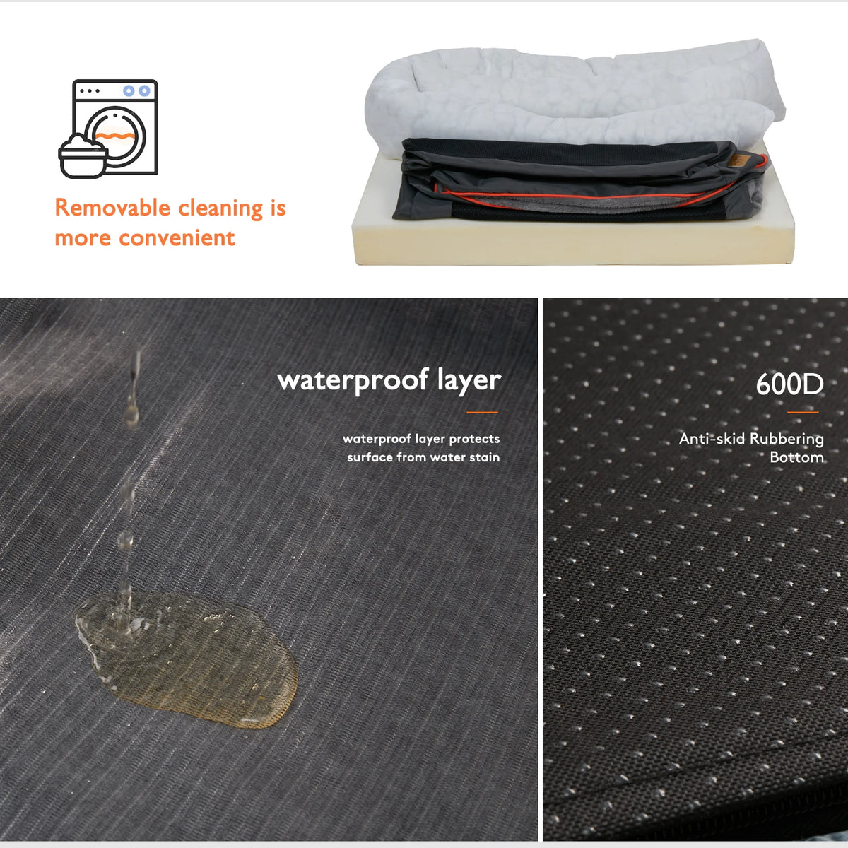 Bingopaw Soft Fleece Dog Bed With Removable Washable Cover