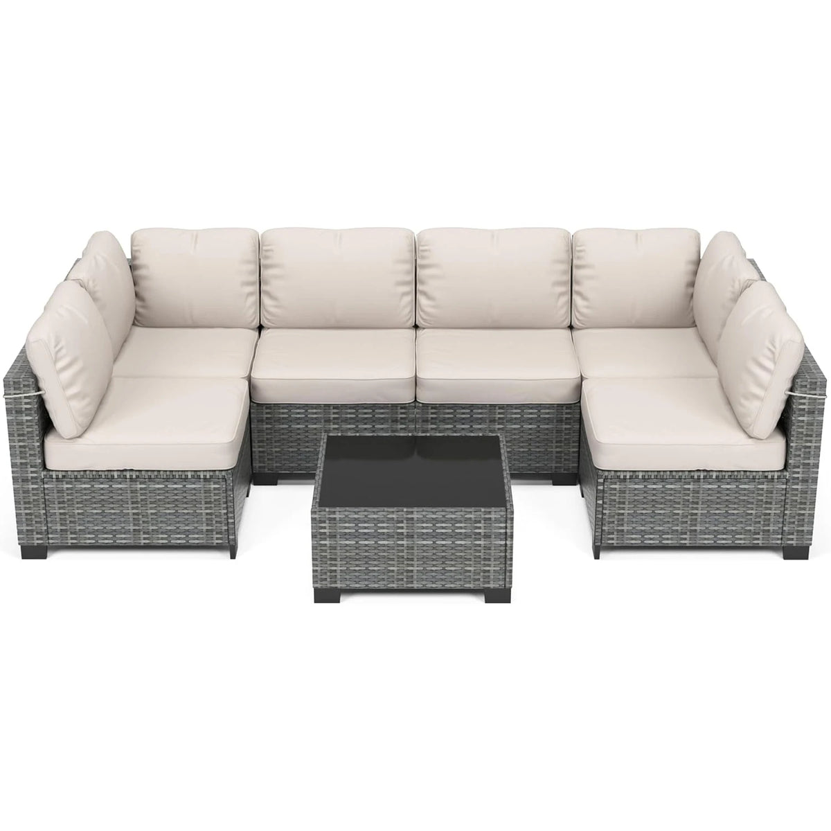 HobbyLane Modular PE Rattan Outdoor Sectional Conversation Sofa Set