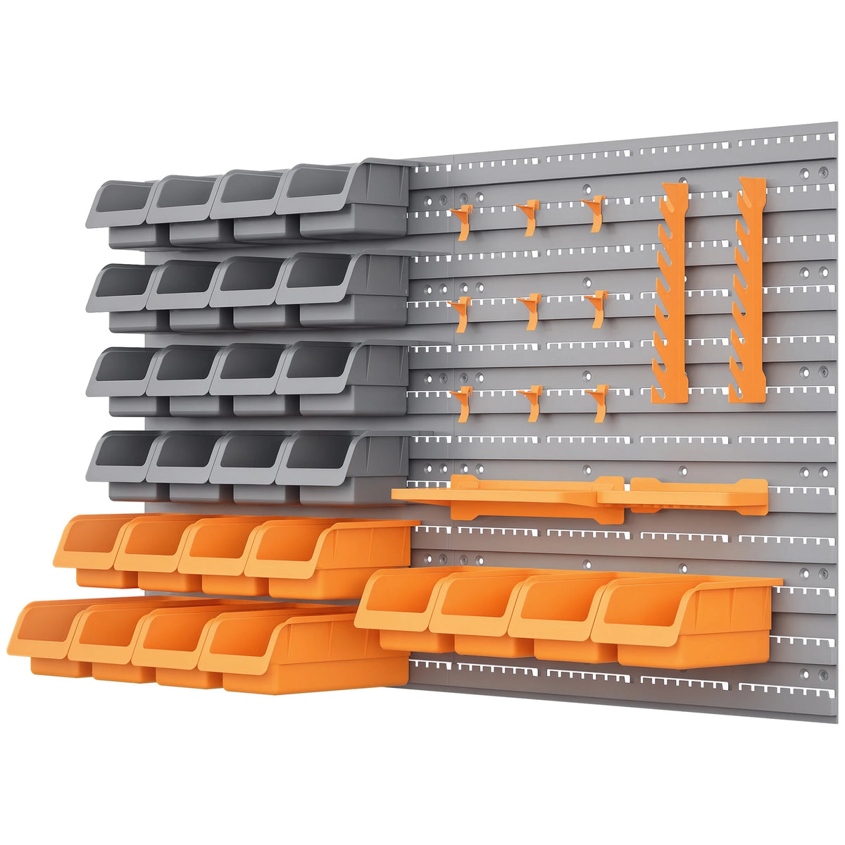 Wall Mounted Pegboard Tool Organizer Rack Kit With Hooks Bins