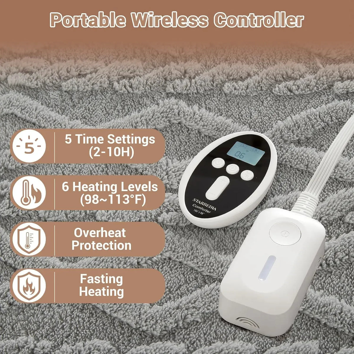 Electric Heated Comforter With Dual Zone Control And Heat Settings