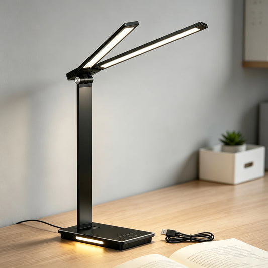 DUMILOO Double Head LED Desk Lamp With USB And Dimming