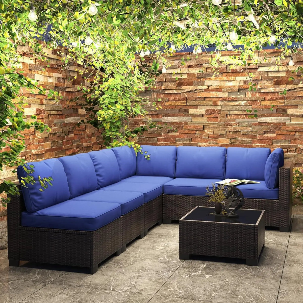 HobbyLane Modular PE Rattan Outdoor Sectional Conversation Sofa Set