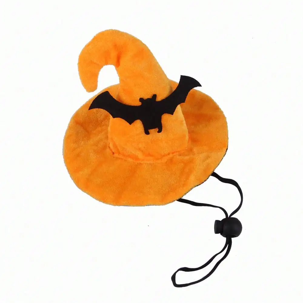 Halloween Pet Witch Hat And Bat Print Bandana Set Costume