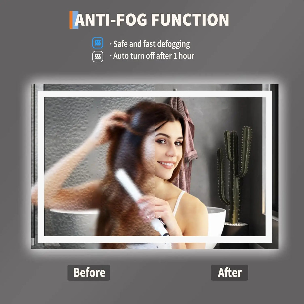 TWISTER.CK LED Bathroom Mirror With Memory Dimming And Anti Fog