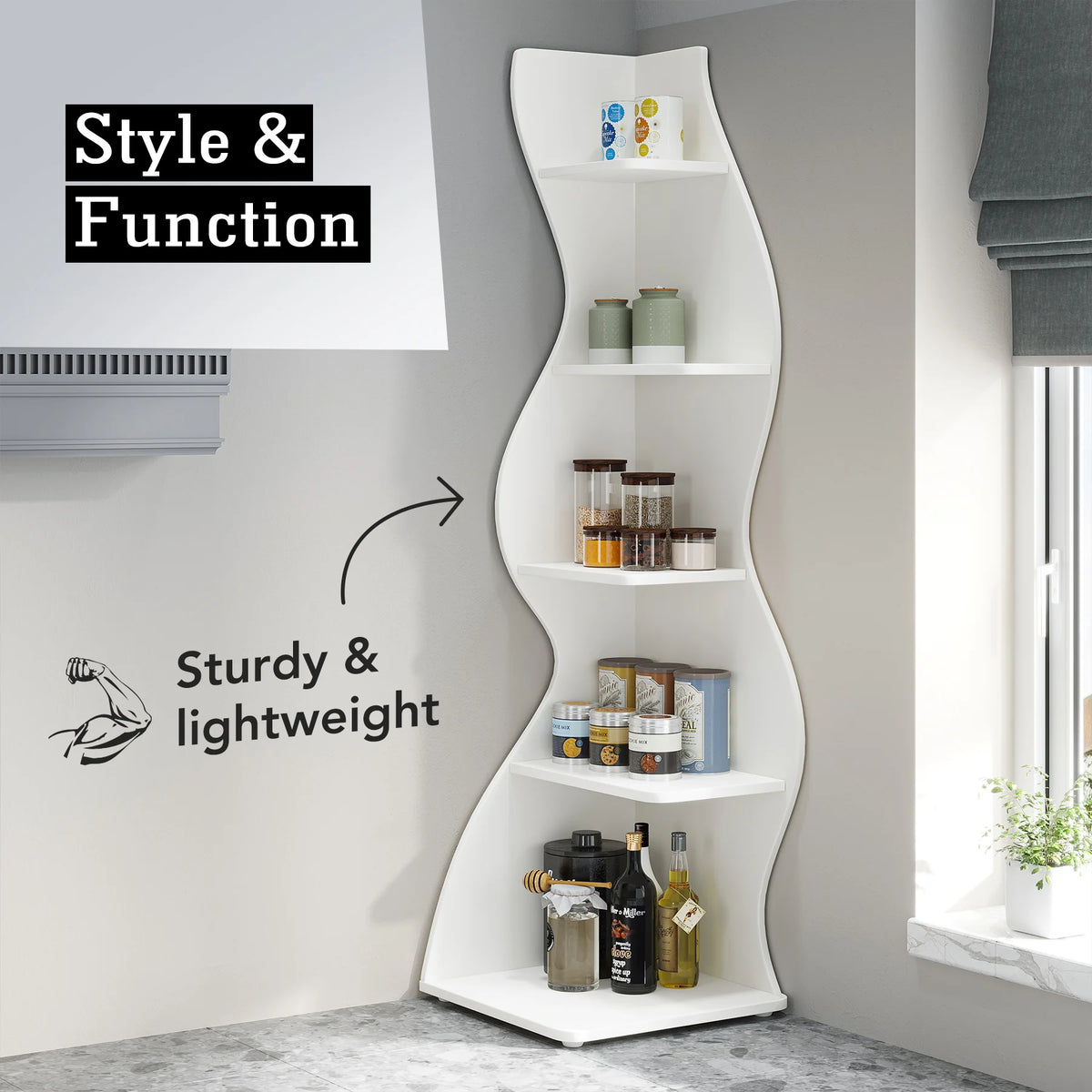 Tribesigns Modern Wooden Corner Shelf With Storage Bookcase