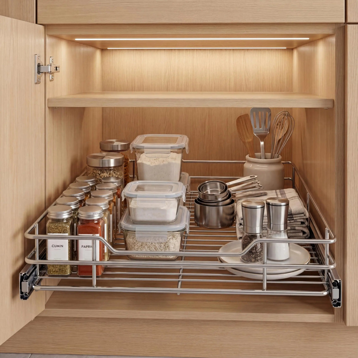 HiMISS Stainless Steel Pull Out Cabinet Storage Organizer