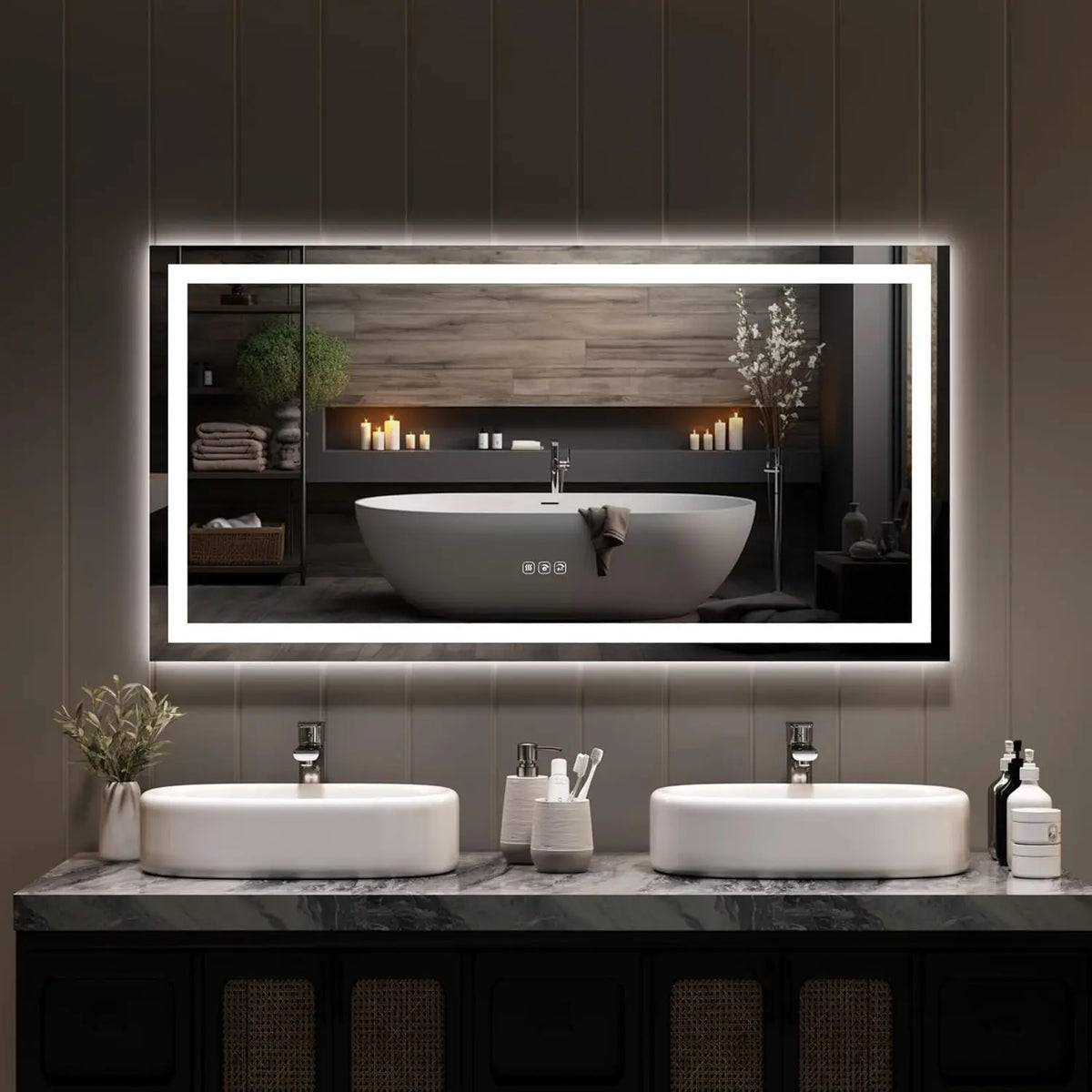 TWISTER.CK LED Bathroom Mirror With Memory Dimming And Anti Fog