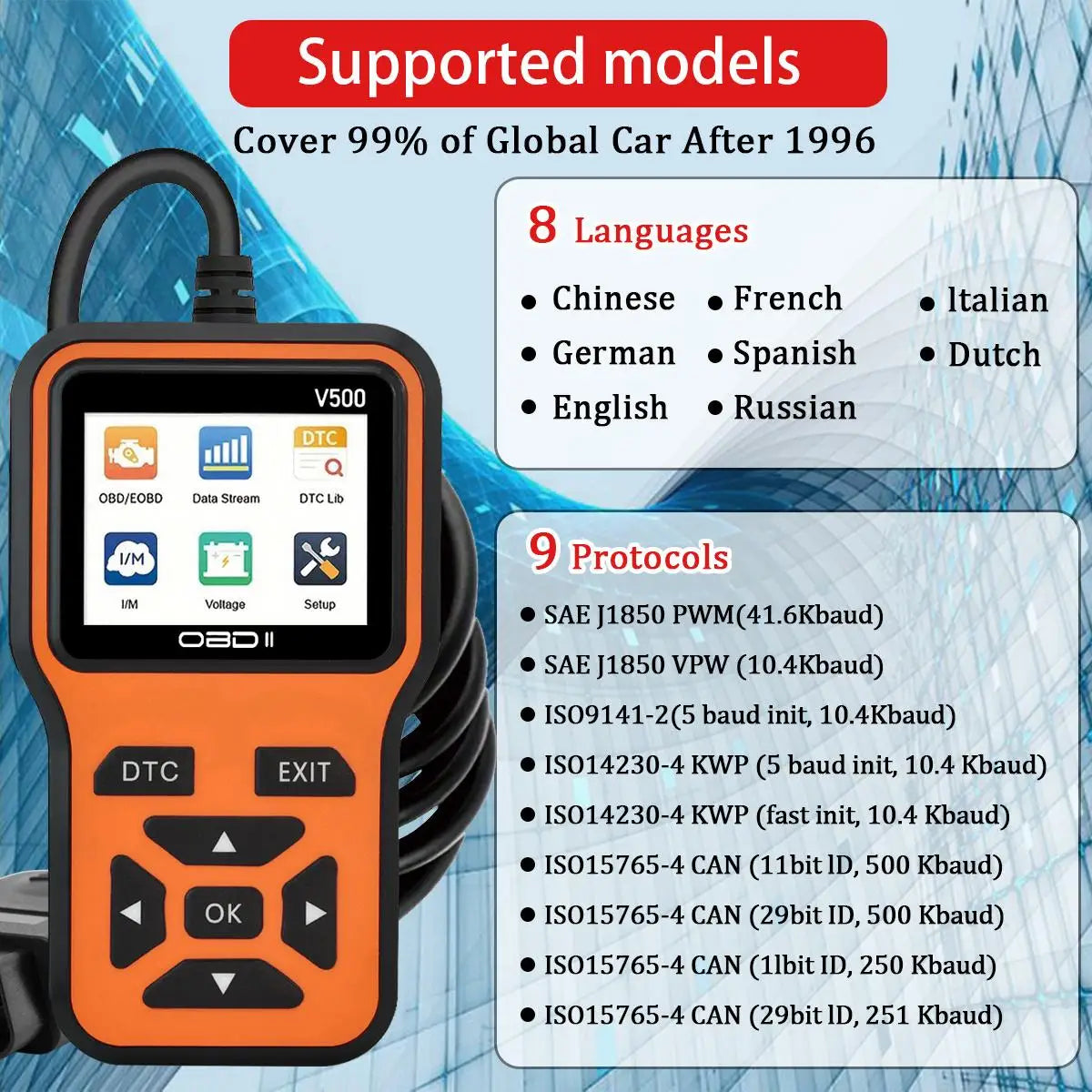 V500 Automotive OBD2 Diagnostic Scanner And Code Reader