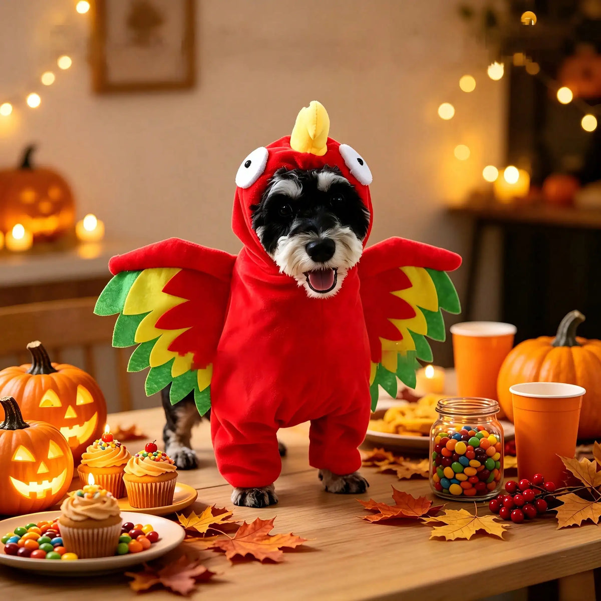 Halloween Pet Turkey Standing Costume With Novelty Wing Design