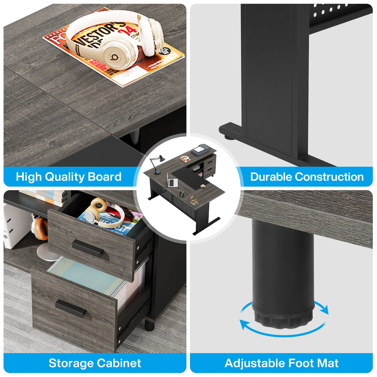 Tribesigns Executive Office Desk With File Cabinet And Storage