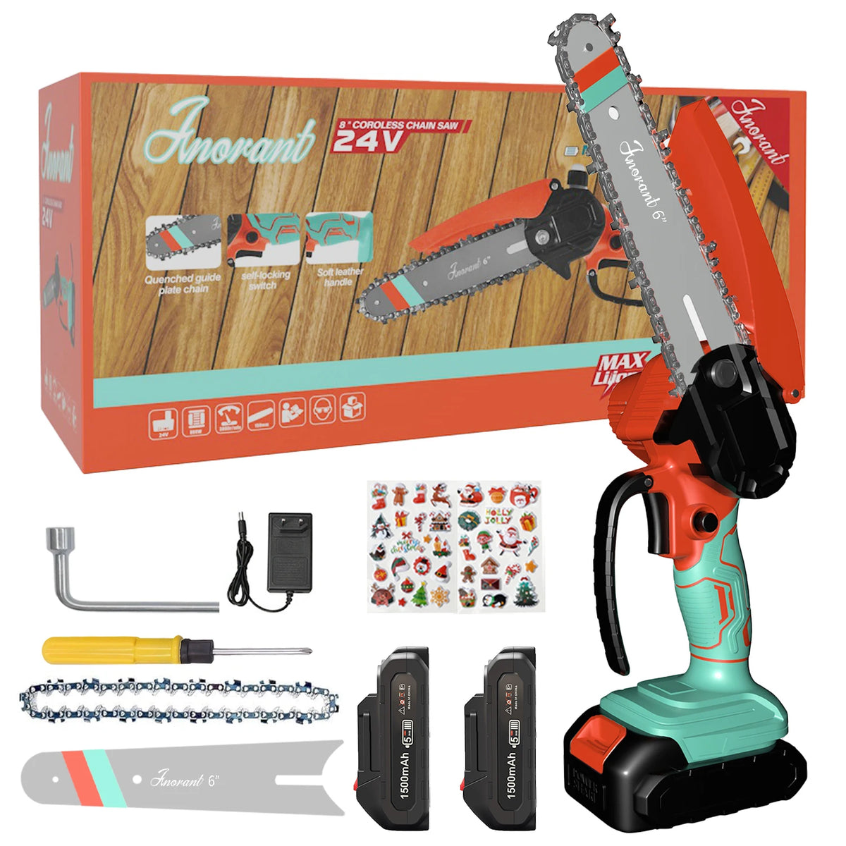Portable Mini Cordless Chainsaw With Two Batteries For Tree