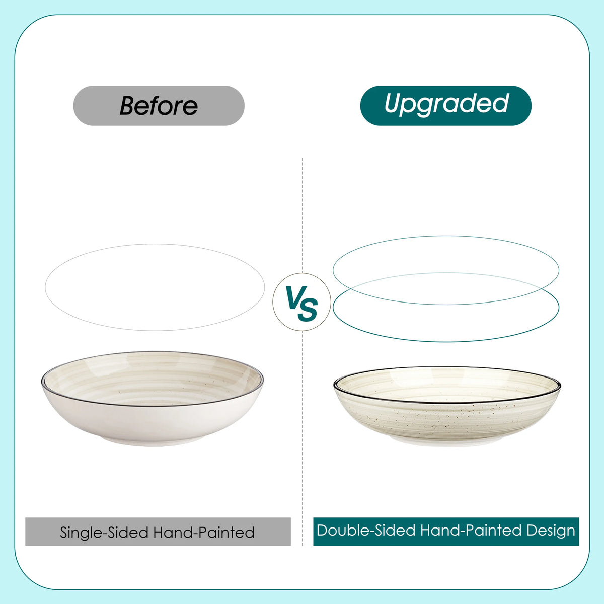 MALACASA Ceramic Dinnerware Set With Handpainted Spiral Design