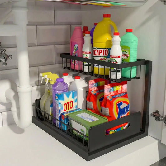 Waterproof Under Sink Organizer With Slide Out Storage Shelf
