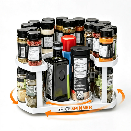 Two Tier Rotating Spice Organizer Adjustable Lazy Susan Storage Rack