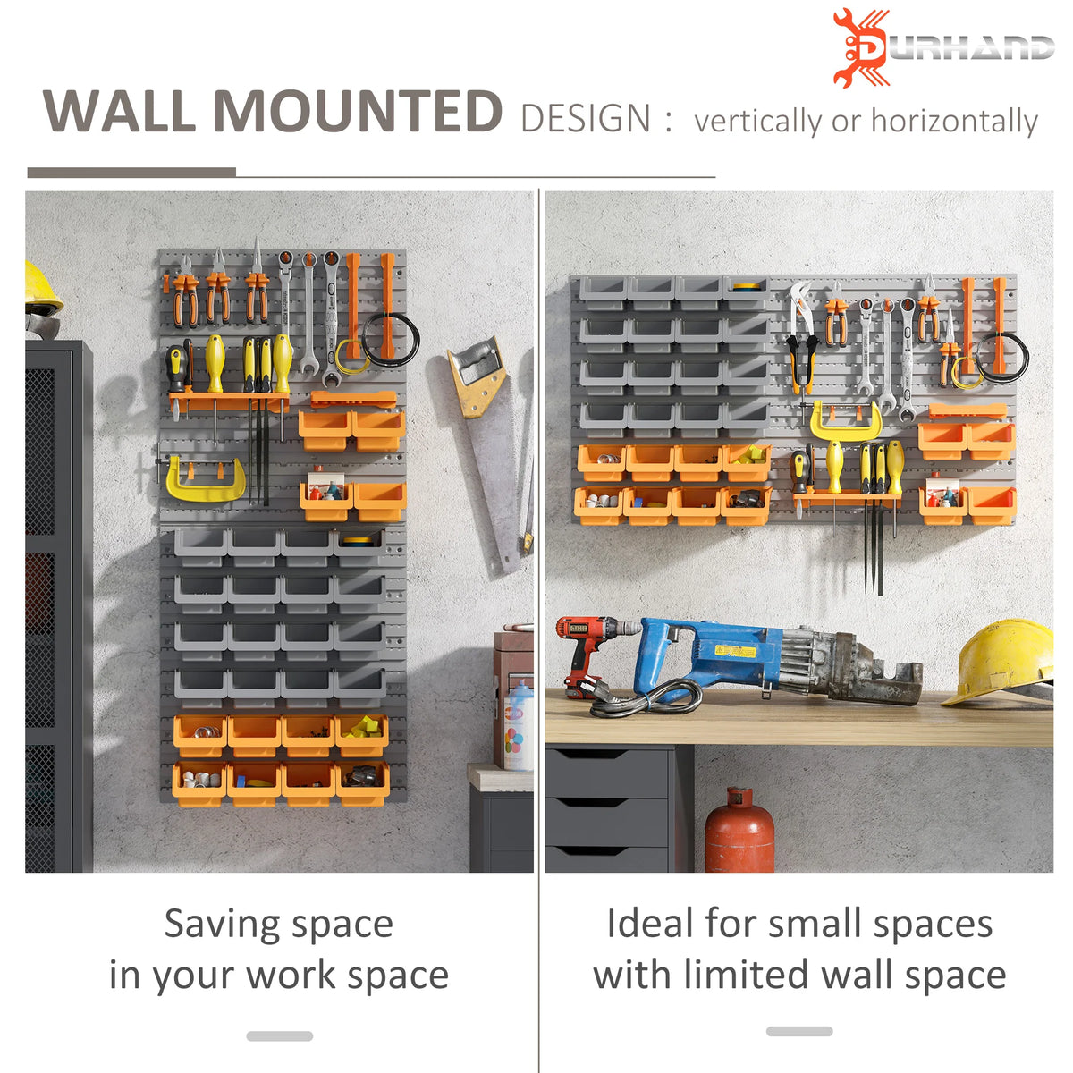 Wall Mounted Pegboard Tool Organizer Rack Kit With Hooks Bins