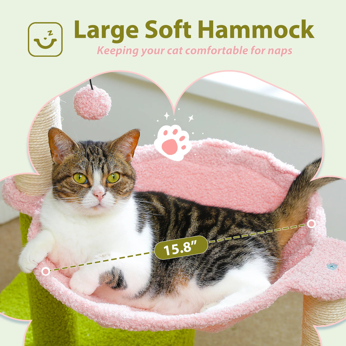 Petepala Flower Cat Tree With Hammock And Sisal Scratching Post